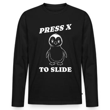 press x to slide Geschenkidee - Männer Premium Bio Langarmshirt - Schwarz - Vorne - Nico (187cm)