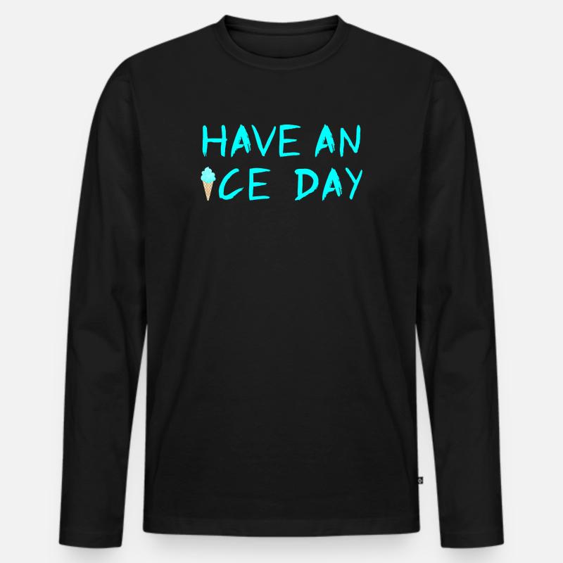 Eis Eiscreme coole Sprüche Sommerzeit Fan - Männer Premium Bio Langarmshirt - Schwarz