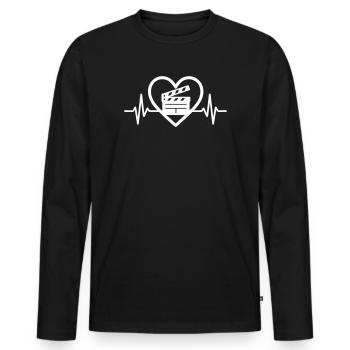 Cinéma Cœur Clap de Tournage - Men's Premium Organic Long Sleeve Shirt - black - Front - Nico (187cm)