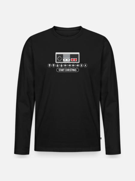Cheat-Code Start Weihnachten Gaming Gamer Videospiel - Männer Premium Bio Langarmshirt - Schwarz