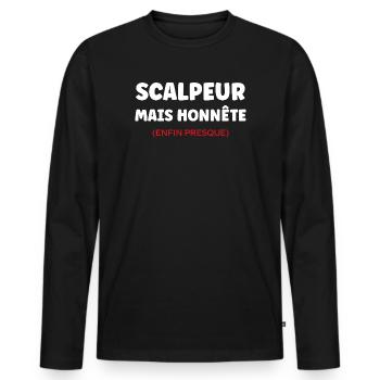 Scalpeur Honnête Presque - T-shirt manches longues Premium bio Homme - noir - Devant - Nico (187cm)