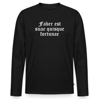 Fortune propre en latin gothique - T-shirt manches longues Premium bio Homme - noir - Devant - Nico (187cm)