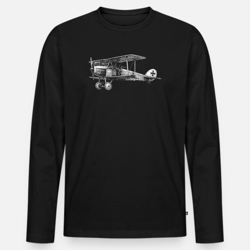 Fokker - Männer Premium Bio Langarmshirt - Schwarz