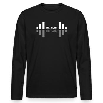 pas de douleur pas de gain de fitness - T-shirt manches longues Premium bio Homme - noir - Devant - Nico (187cm)