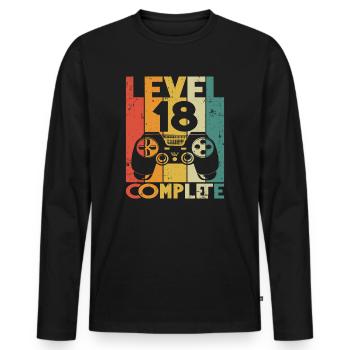 Level 18 Complete 18th Birthday Gamer 18 Years - Men's Premium Organic Long Sleeve Shirt - black - Front - Nico (187cm)