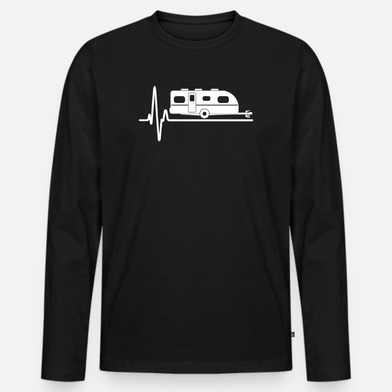 Herzschlag Caravan Silhouette - Männer Premium Bio Langarmshirt - Schwarz