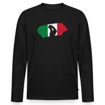 Silhouette Hand with Italian Flag Background - Men's Premium Organic Long Sleeve Shirt - black - Front - Nico (187cm)