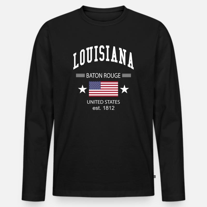 Louisiana - Männer Premium Bio Langarmshirt - Schwarz