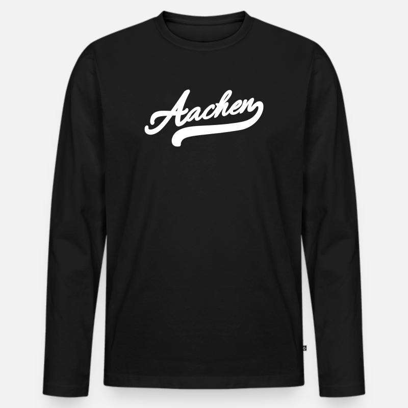 Aachen Retro - Männer Premium Bio Langarmshirt - Schwarz