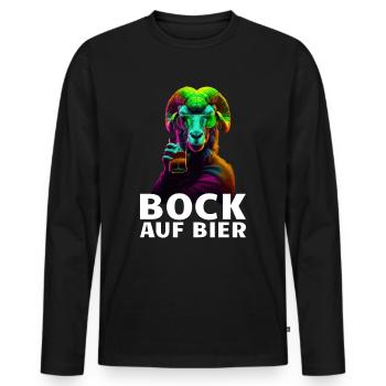Bock auf Bier Spruch Ziege JGA Party - Männer Premium Bio Langarmshirt - Schwarz - Vorne - Nico (187cm)