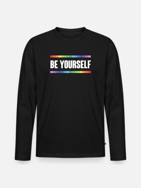 LGBTQ Pride Month - Be Yourself - Men's Premium Organic Long Sleeve Shirt - black