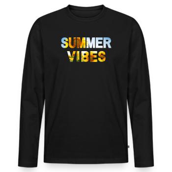 Summer Vibes Sunflower - Männer Premium Bio Langarmshirt - Schwarz - Vorne - Nico (187cm)