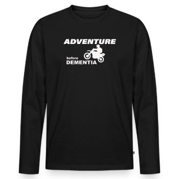 MOTORCYCLE ADVENTURE - Men's Premium Organic Long Sleeve Shirt - black - Front - Nico (187cm)