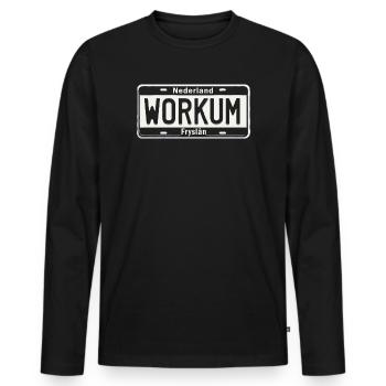 T-shirt Workum, Friesland, Holland, Ijsselmeer - Men's Premium Organic Long Sleeve Shirt - black - Front - Nico (187cm)