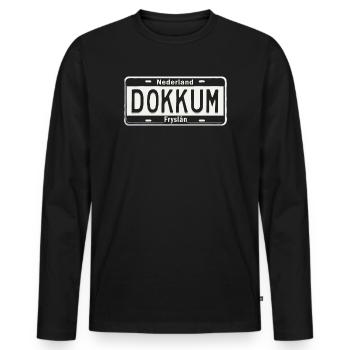 T-Shirt Dokkum Hoodie Ijsselmeer Holland - T-shirt manches longues Premium bio Homme - noir - Devant - Nico (187cm)