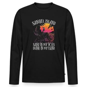 Sanibel Island Drinks – Florida Urlaub & Sanibel - Männer Premium Bio Langarmshirt - Schwarz - Vorne - Nico (187cm)