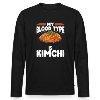 Südkoreanische Küche – Kimchi Snacks - Männer Premium Bio Langarmshirt - Schwarz - Vorne - Nico (187cm)