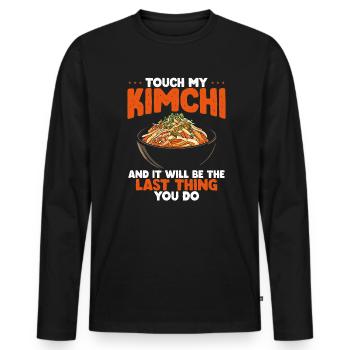 Südkoreanisches würziges Essen – Kimchi-Snacks - Männer Premium Bio Langarmshirt - Schwarz - Vorne - Nico (187cm)