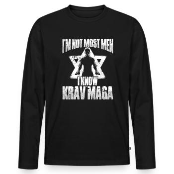 Krav Maga Self-Defense Training Martial Arts - Men's Premium Organic Long Sleeve Shirt - black - Front - Nico (187cm)
