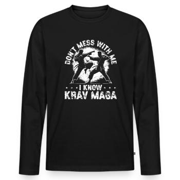 Martial Arts Self-Defense Krav Maga - Men's Premium Organic Long Sleeve Shirt - black - Front - Nico (187cm)