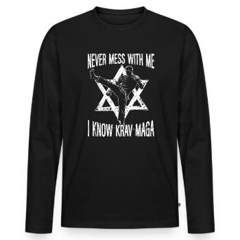 Instructeur de Krav Maga, École d’Arts Martiaux, Krav Maga - T-shirt manches longues Premium bio Homme - noir - Devant - Nico (187cm)