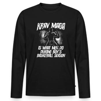 Martial Arts Fighter Self Defense Krav Maga - Men's Premium Organic Long Sleeve Shirt - black - Front - Nico (187cm)
