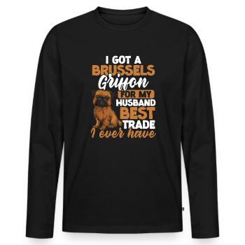 Hund Griffon Besitzer Hund Vater Brüssel Griffon - Männer Premium Bio Langarmshirt - Schwarz - Vorne - Nico (187cm)
