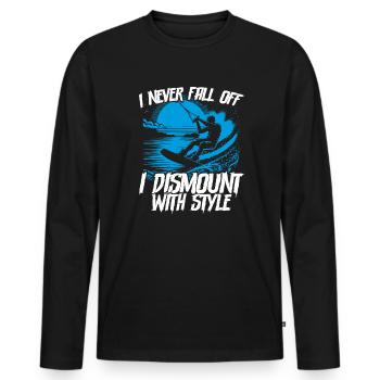 Wakeboarder Wakesurfing Je ne tombe jamais wakesurfer - T-shirt manches longues Premium bio Homme - noir - Devant - Nico (187cm)