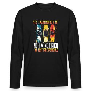 Wakeboard Wakeboarder Wakesurfing - Men's Premium Organic Long Sleeve Shirt - black - Front - Nico (187cm)
