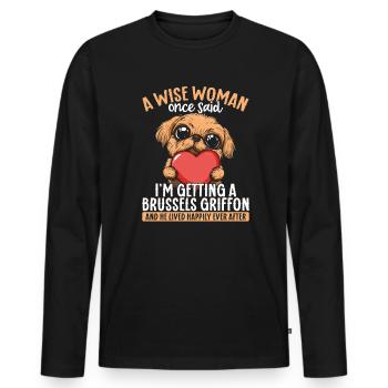 Amoureuse des chiens Lady Brussels Griffon - T-shirt manches longues Premium bio Homme - noir - Devant - Nico (187cm)