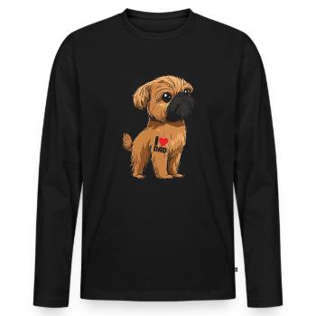 Brüsseler Griffon Welpe Hund Brüsseler Griffon - Männer Premium Bio Langarmshirt - Schwarz - Vorne - Nico (187cm)