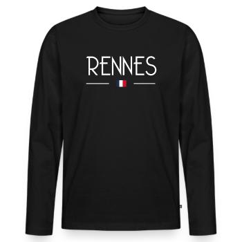 Rennes - Männer Premium Bio Langarmshirt - Schwarz - Vorne - Nico (187cm)