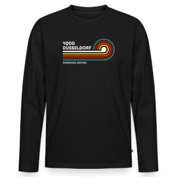 Düsseldorf Retro Shirt 4000 PLZ Postleitzahl  - Männer Premium Bio Langarmshirt - Schwarz - Vorne - Nico (187cm)