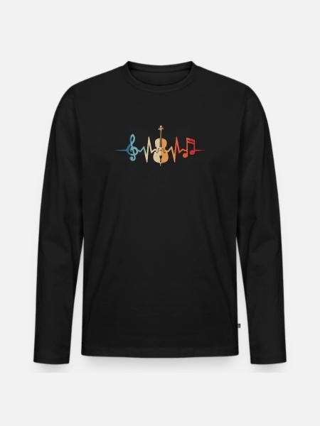Violoncelle Heartbeat Violoncelle Violoncelle - T-shirt manches longues Premium bio Homme - noir