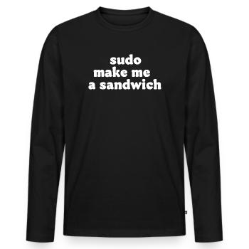 Sudo Commando Meme Sandwich - T-shirt manches longues Premium bio Homme - noir - Devant - Nico (187cm)