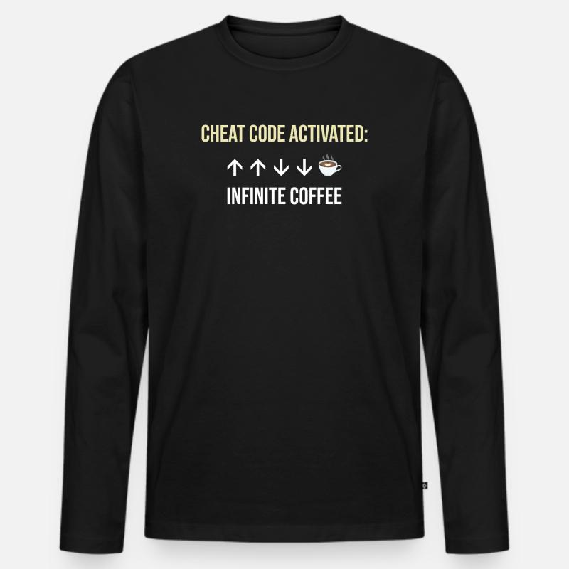 Infinite Coffee Active Cheat Code - Men's Premium Organic Long Sleeve Shirt - black