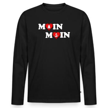 Moin Moin Heart pour Hambourg - T-shirt manches longues Premium bio Homme - noir - Devant - Nico (187cm)