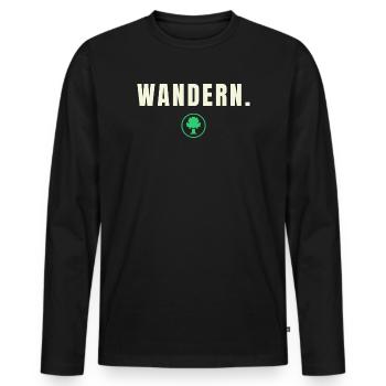 WANDERN. Success Edition – Minimalistisches Outdoo - Männer Premium Bio Langarmshirt - Schwarz - Vorne - Nico (187cm)