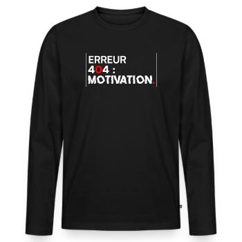 ERREUR 404 Motivation Humour Informatique - T-shirt manches longues Premium bio Homme - noir - Devant - Nico (187cm)