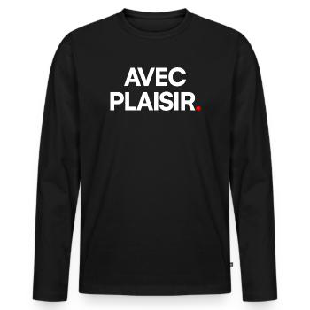 Avec plaisir - T-shirt manches longues Premium bio Homme - noir - Devant - Nico (187cm)