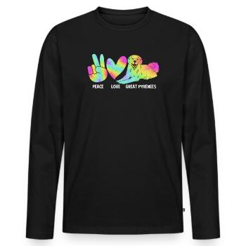 Chien des Pyrénées - T-shirt manches longues Premium bio Homme - noir - Devant - Nico (187cm)