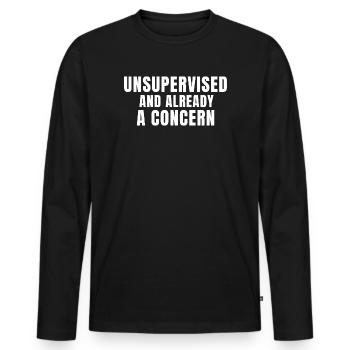 Unüberwacht und schon eine Sorge - Männer Premium Bio Langarmshirt - Schwarz - Vorne - Nico (187cm)