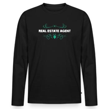 Real Estate Agent Logo Vintage - Men's Premium Organic Long Sleeve Shirt - black - Front - Nico (187cm)