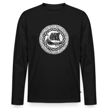 Metal rune - Men's Premium Organic Long Sleeve Shirt - black - Front - Nico (187cm)