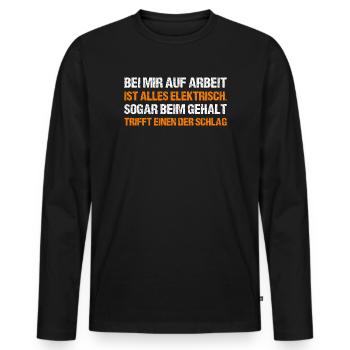 BEI MIR AUF ARBEIT - Männer Premium Bio Langarmshirt - Schwarz - Vorne - Nico (187cm)