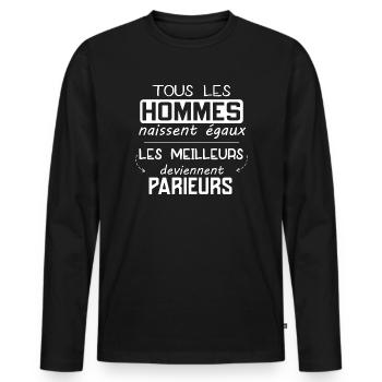 Parieur - Homme - Pari - Meilleur - Parier - Drôle - T-shirt manches longues Premium bio Homme - noir - Devant - Nico (187cm)