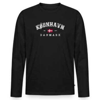 Copenhagen Denmark - Men's Premium Organic Long Sleeve Shirt - black - Front - Nico (187cm)