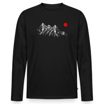 Crimson Sun Over Silent Peaks - Men's Premium Organic Long Sleeve Shirt - black - Front - Nico (187cm)