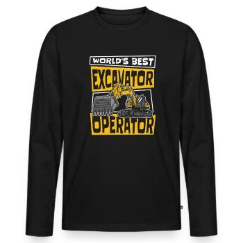 World's Best Excavator Operator Excavator - Men's Premium Organic Long Sleeve Shirt - black - Front - Nico (187cm)