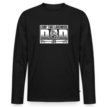 Living That Lacrosse Dad Life Intercrosse Trainer - Männer Premium Bio Langarmshirt - Schwarz - Vorne - Nico (187cm)